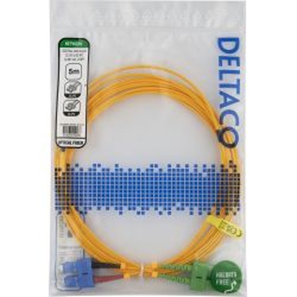 Deltaco Os2 Fiber Cable, Sc - Sc, Duplex, Upc/apc, 5,0m
