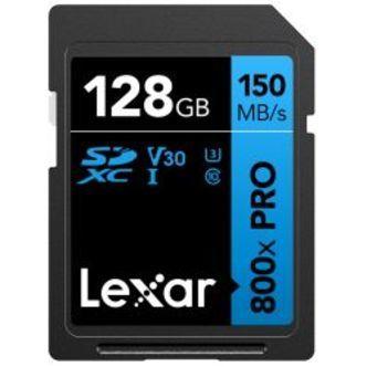 Lexar SDXC 800x Pro UHS-I cards, C10 (V30) U3, R150/W45, 128GB