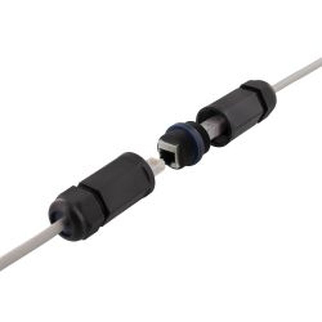 Deltaco Waterproof Coupler 2x Cat6 Rj45 Jacks Shielded Ip67 Black - Ledning