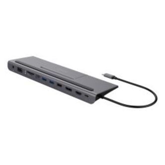 Deltaco Usb-c Docking Vga/dp/hdmi/sd/rj45/3.5,pd 3.0, Grey - Diverse