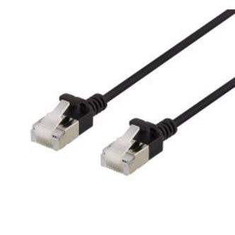 Deltaco U/ftp Cat6a Patch Cable, Slim, 3.8mm In Diameter, 3m, Black