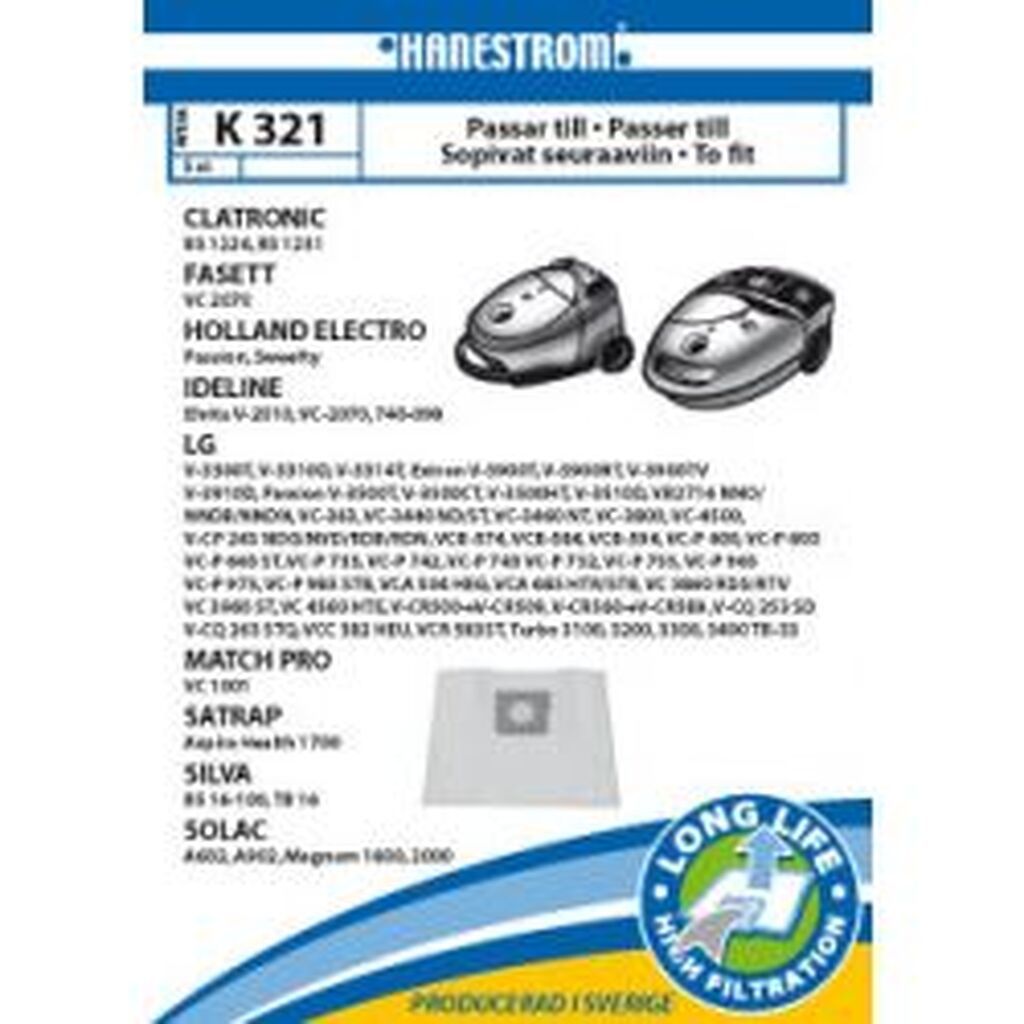 Hanestroem Vacuum Cleaner Bags K321