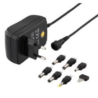 Deltaco Power Supply, 240 V To 3-12 V, 1.5 A, Different Tips, Black - Adapter