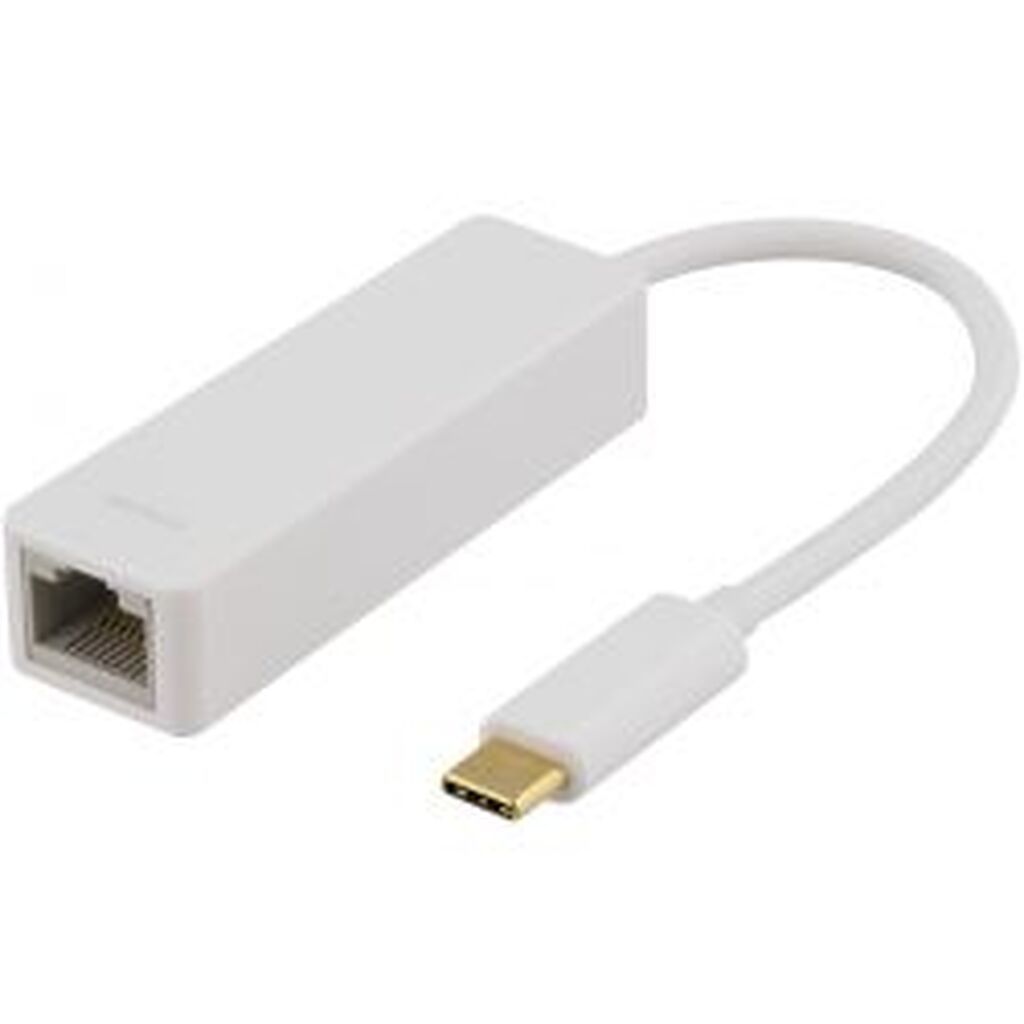 Deltaco Usb 3.1 Network Adapter, Gigabit, 1xrj45, Usb Type C, White