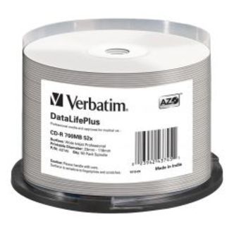 Verbatim Cd-r Azo 700mb 52x Dl+ White Wide Printable Surface Non-id