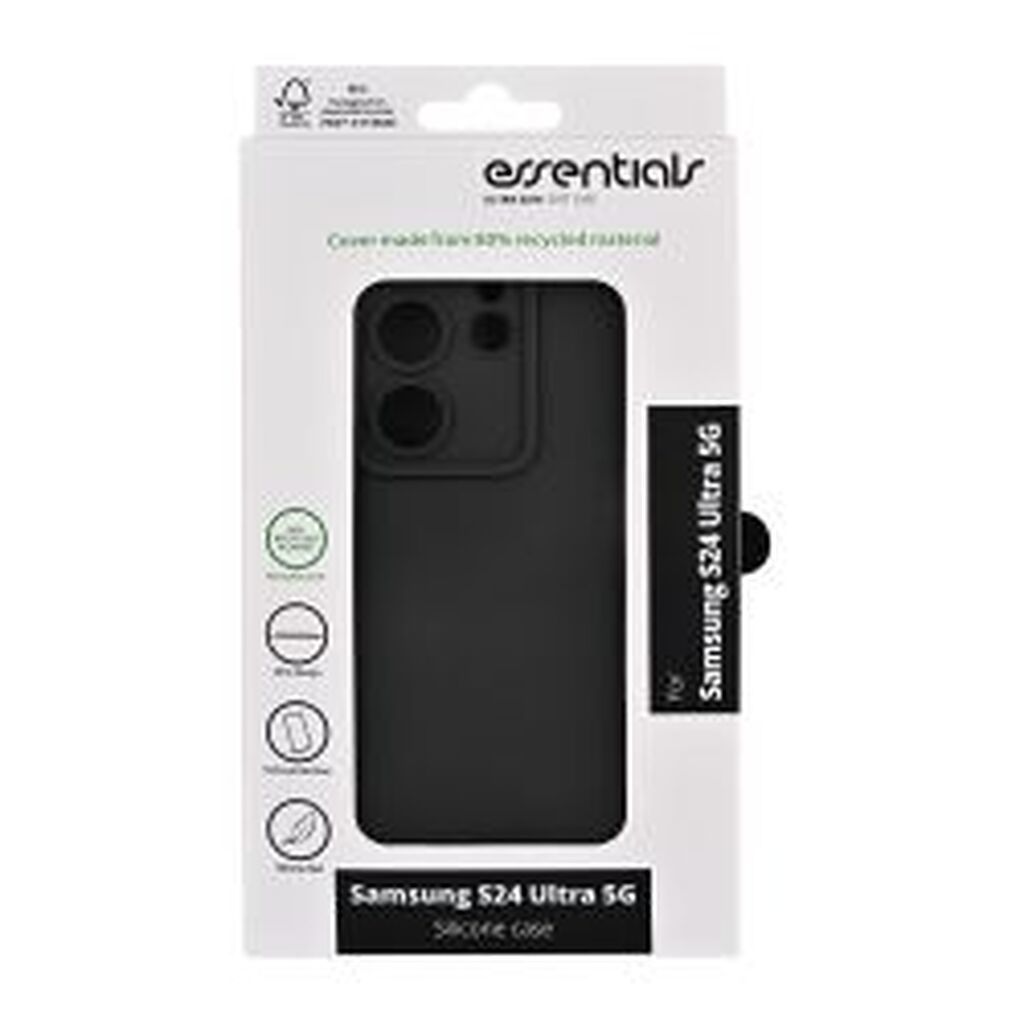 Essentials Samsung Galaxy S24 Ultra Recycled Silicone Back Cover, Black