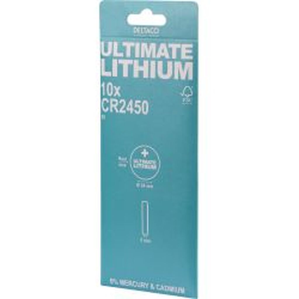 Deltaco Ultimate Lithium Battery, 3v, Cr2450 Button Cell, 10-pack