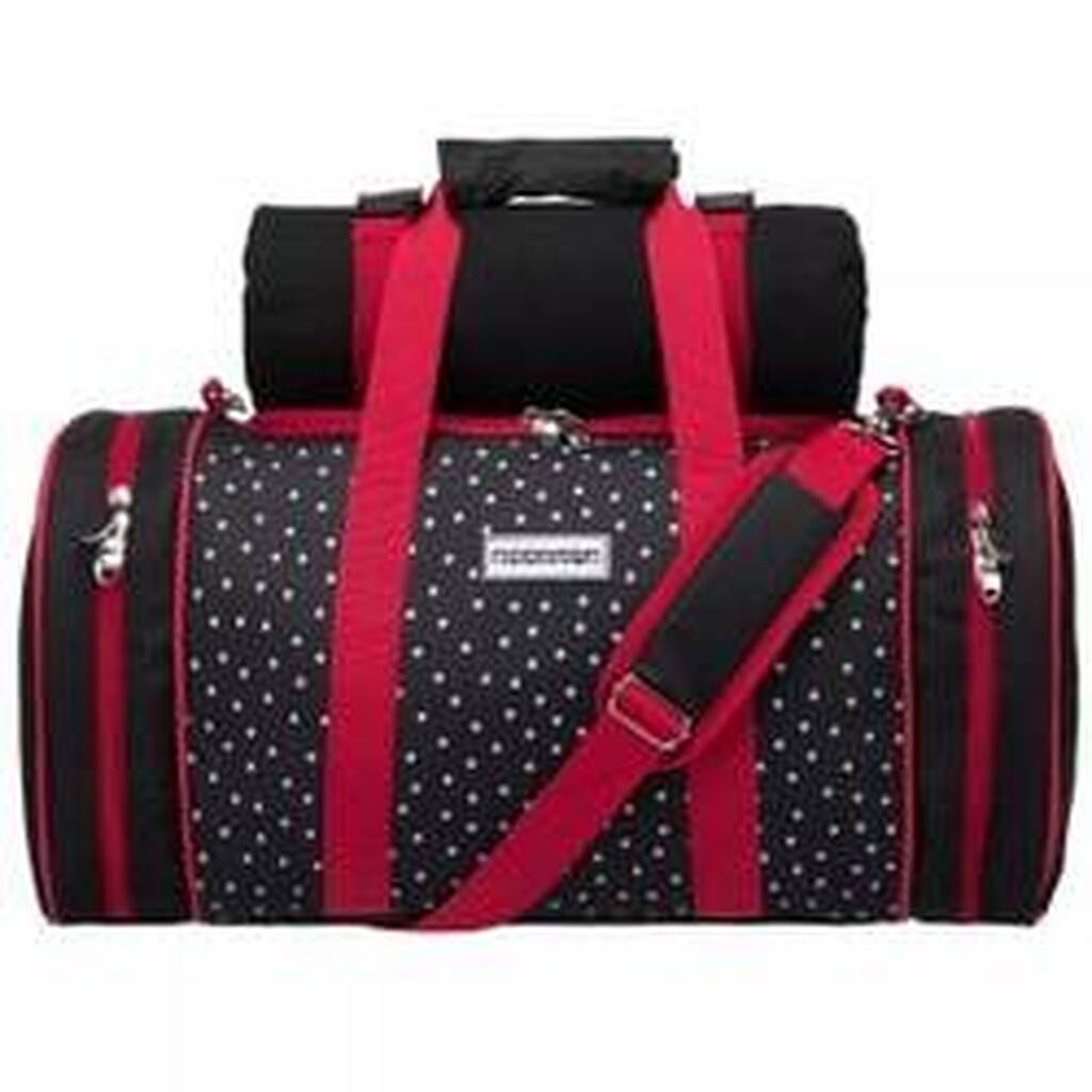 Anndora Picnic køletaske inkl. tæppe og service til 4 personer - Sort med prikker