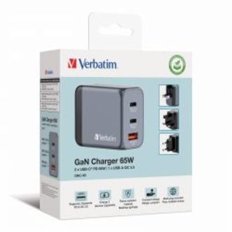 Verbatim Gnc-65 Gan Charger 65w With 1 X Usb-cÂ® Pd 65w
