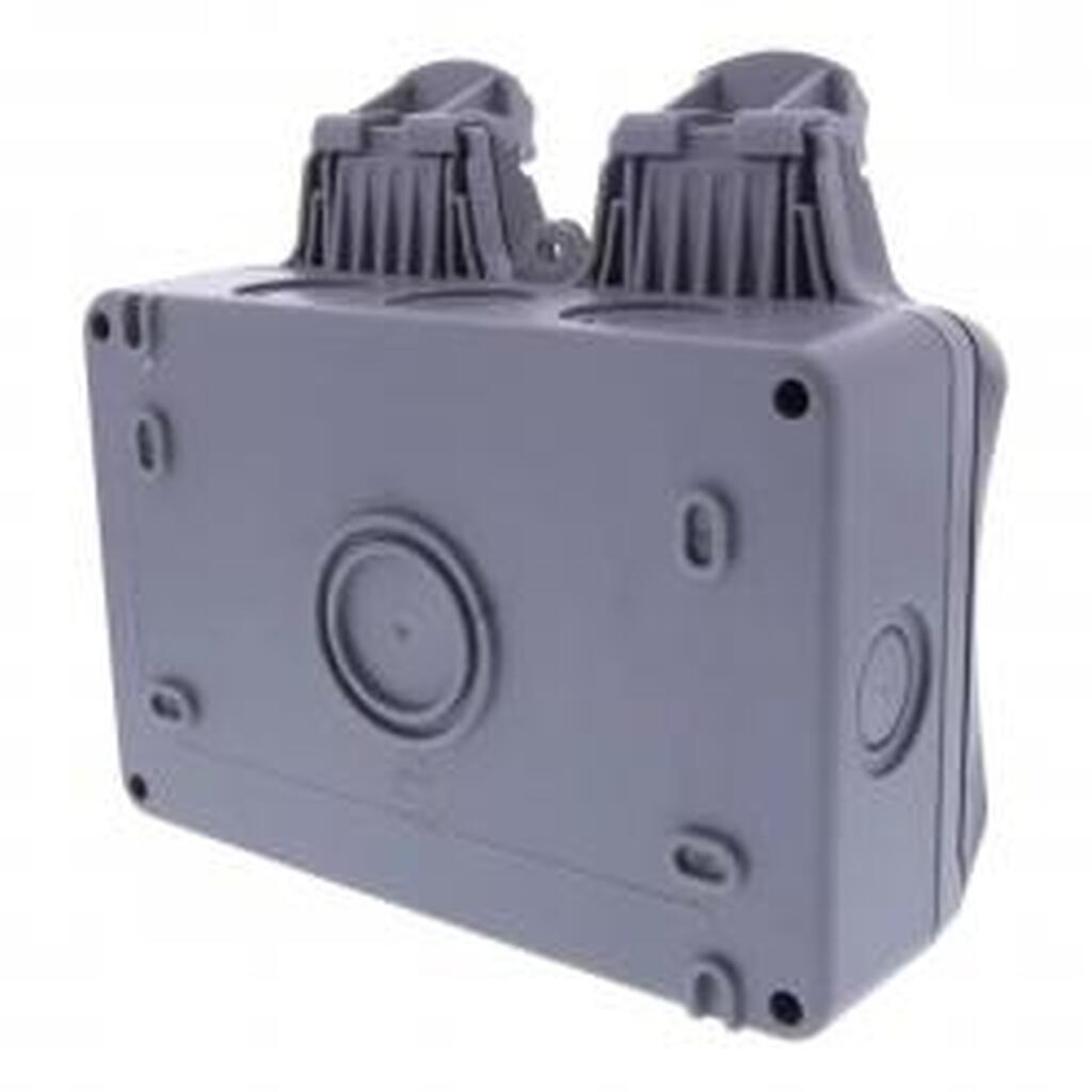 Deltaco Weatherproof Box For Double 86 Mm Sockets, Ip68, Grey - Diverse