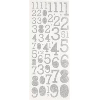 Focus Glitterstickers Silver Numbers - Klistermærker