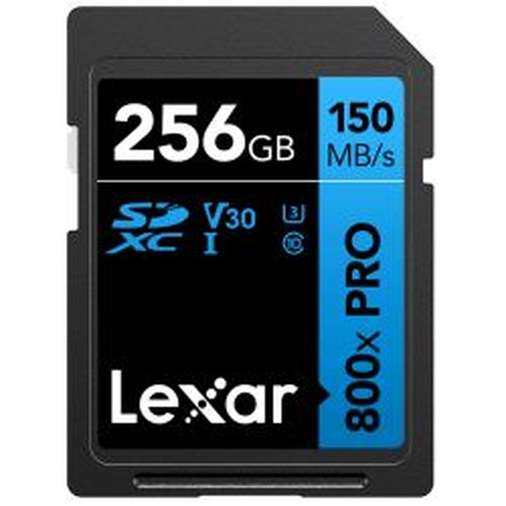 Lexar SDXC 800x Pro UHS-I cards, C10 (V30) U3, R150/W45, 256GB