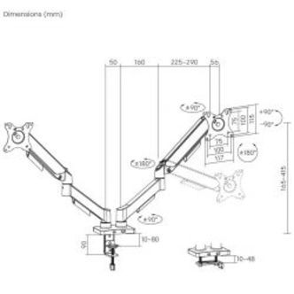 Deltaco Monitor Desk Dual Mount Mechanical Spring, 17-32 9 Kg