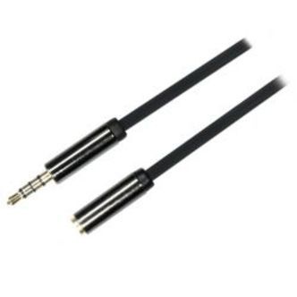 Deltaco Audio Cable, 3.5mm Straight Male&gt;3.5mm Female, 4-pin, 0.5m