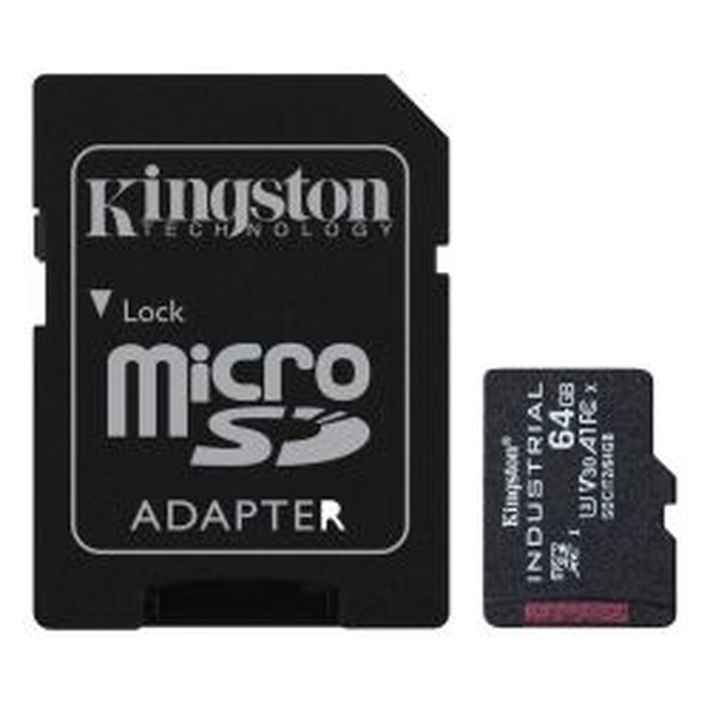 Kingston 64gb Microsdxc Industrial C10 A1 Pslc Card + Sd Adapter