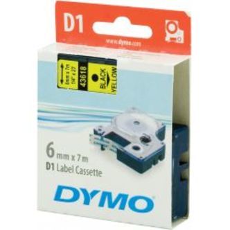 Dymo D1, Marking Tape, 6mm, Black Text On Yellow Tape, 7m