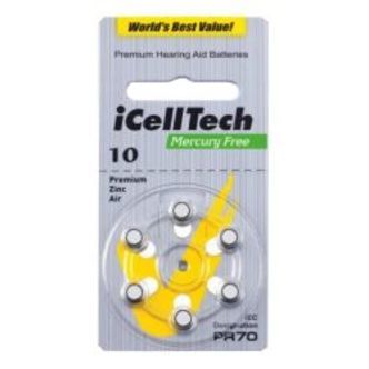 Icelltech 10 Pr70 Zinc-air Batteries For Hearing Aid Devices