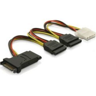 Deltaco Power Adapter 15pin Sata Molex 4pin 3xsata 1xmolex 15cm
