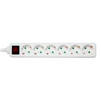 Deltaco Outlet 6xcee 7/3 1xcee 7/7 Switch 1.5m White - Stikdåse