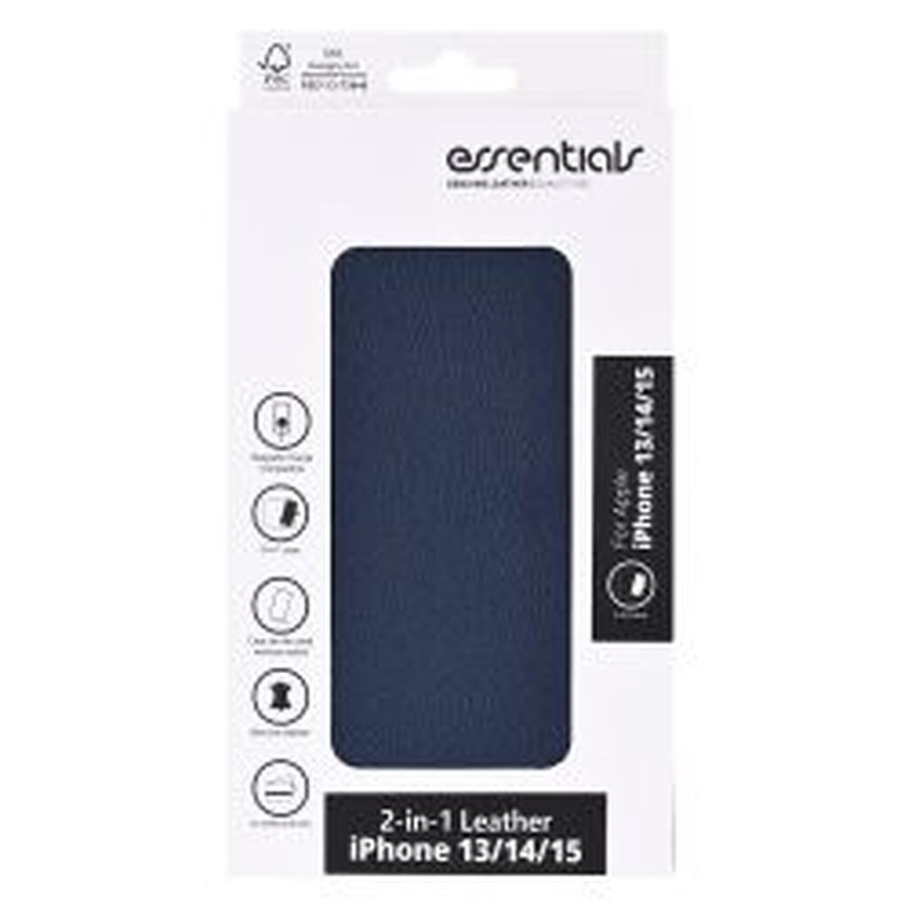 Essentials Iphone 13/14/15 Leather Mag Wallet, Detachable, Magnetic,blu