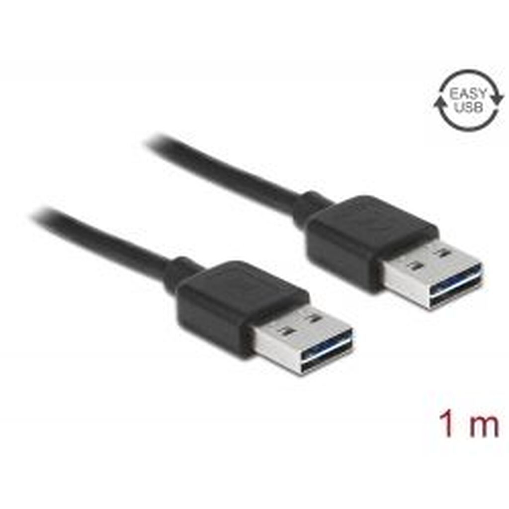 Delock Cable Easy-usb 2.0 A Male &gt; Easy-usb 2.0 A Male 1m Black