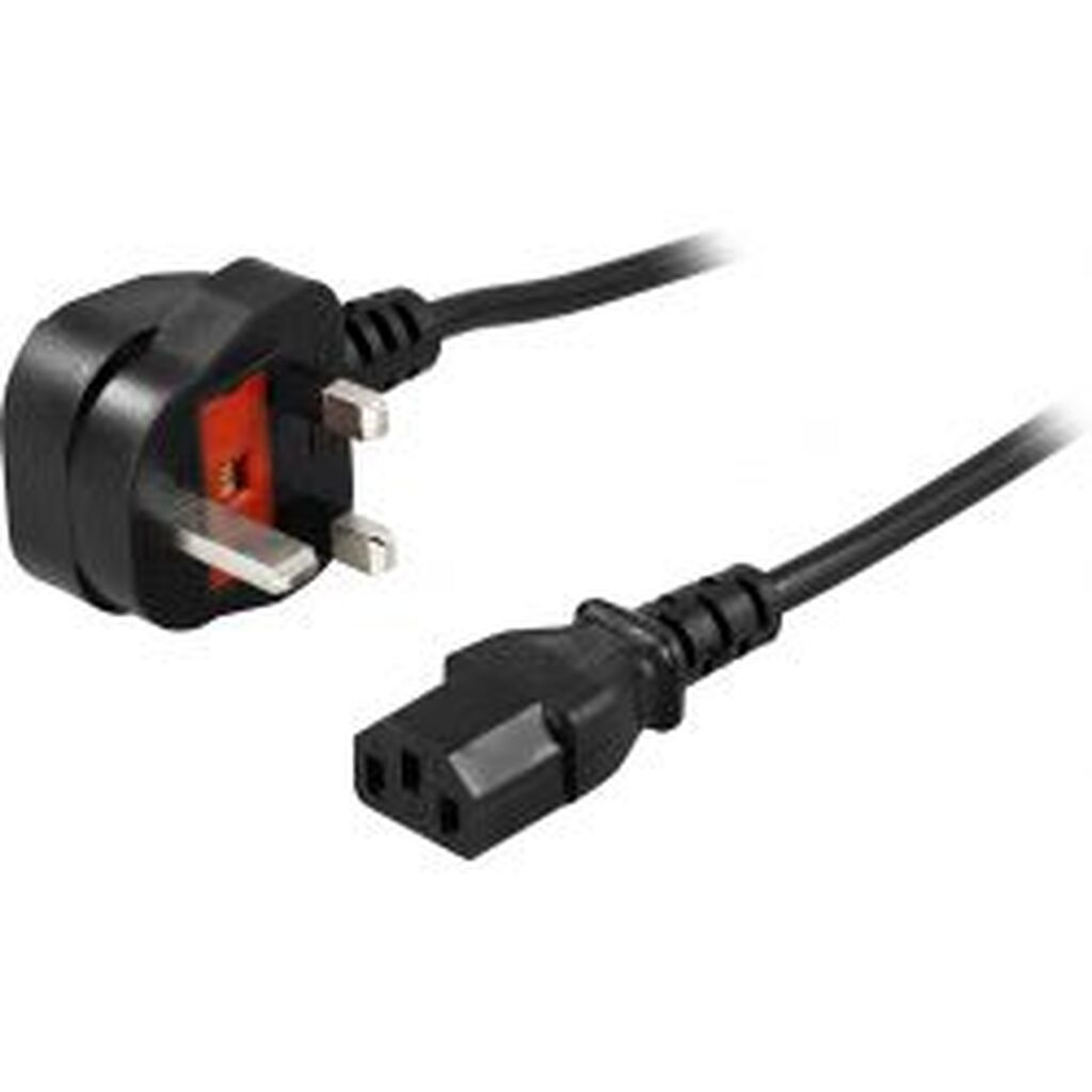 Deltaco Appliance Cable, Uk,angled Bs 1363&gt;straight Iec 60320 C13,2m