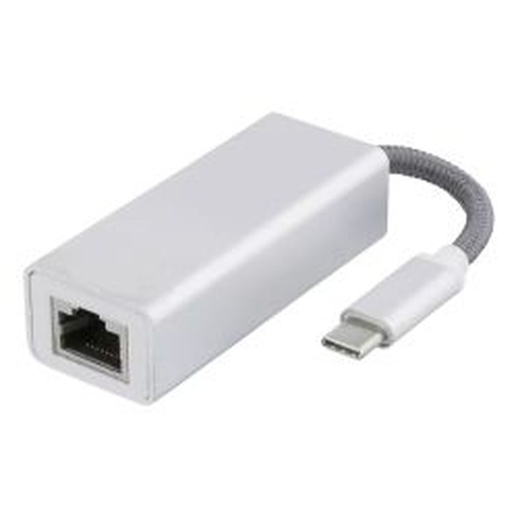 Deltaco Usb C Network Adapter, Gigabit, Rj45, White Bag, Silver - Adapter