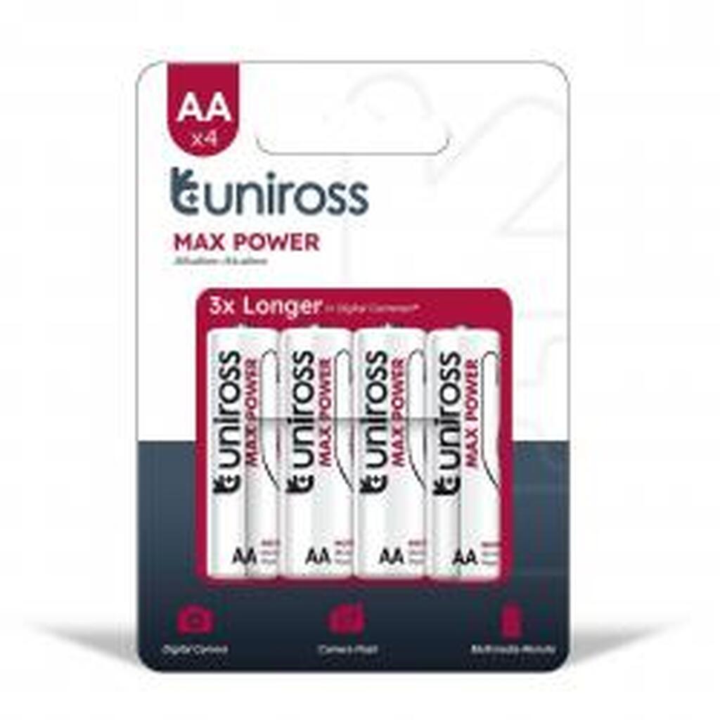 Uniross Max Power Alkaline AA 1,5V - 4 stk. - Batteri