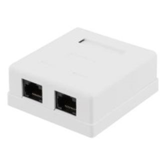 Deltaco Unshielded Network Socket, Surface Utp 2xrj45, Cat6, White - Diverse