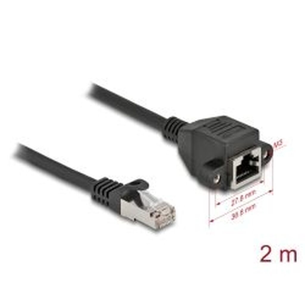 Delock Extension S/ftp Rj45 Plug To Rj45 Jack Cat.6a 2 M Black
