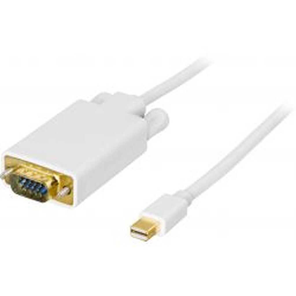 Deltaco Mini Displayport To Vga(hd15) Cable, Male-male, 2m, White