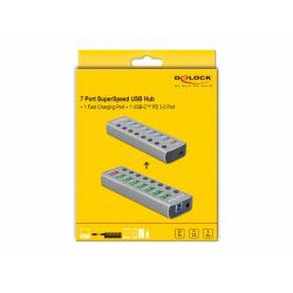 Delock Usb3.2 Gen1 Hub 7 Ports 1fast Charging Port 1usbc Pd 3 Port