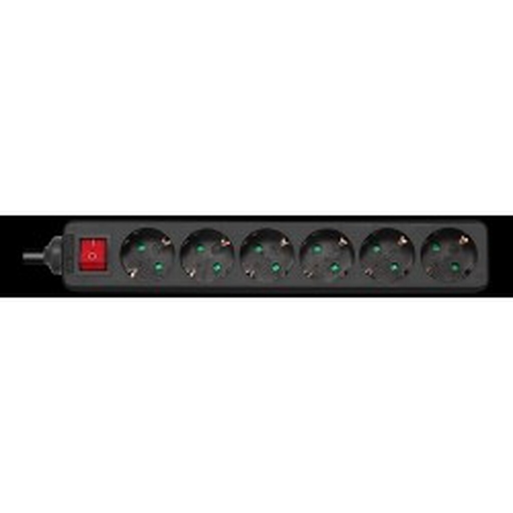 Deltaco Outlet 6xcee 7/3 1xcee 7/7 Switch 3m Black - Stikdåse