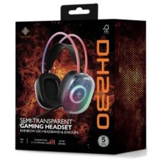 Deltaco_gaming Dh230 Semi-transparent Gaming Headset, Rgb Powered Headband