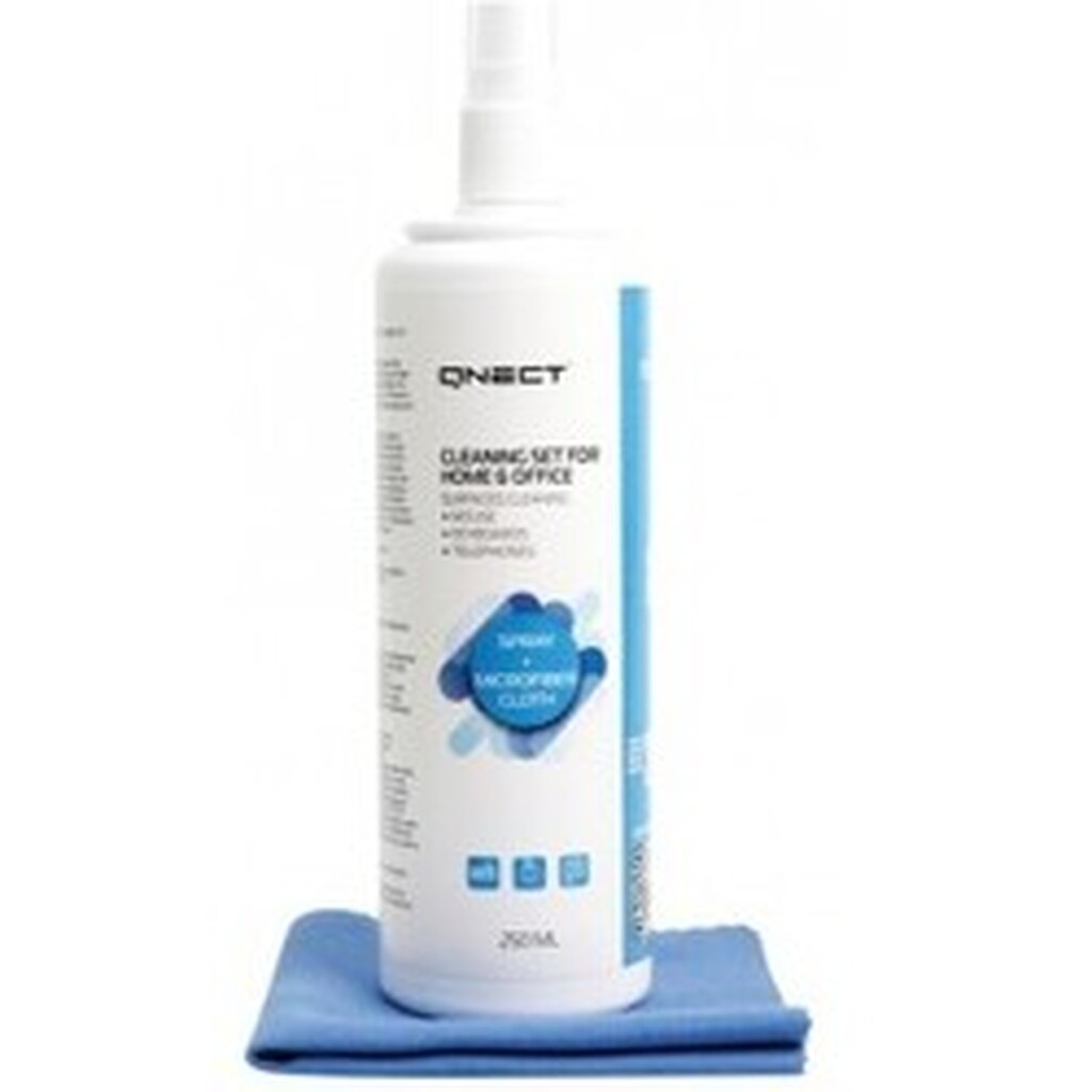 Qnectclean Rengøringssæt Til Kontoret, 250 Ml + Mikrofiber - Rengøring