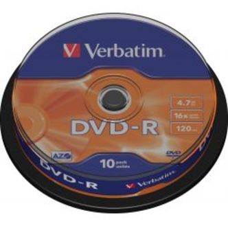 Verbatim Dvd-r, 16x, 4.7 Gb/120 Min, 10-pack Spindel, Azo