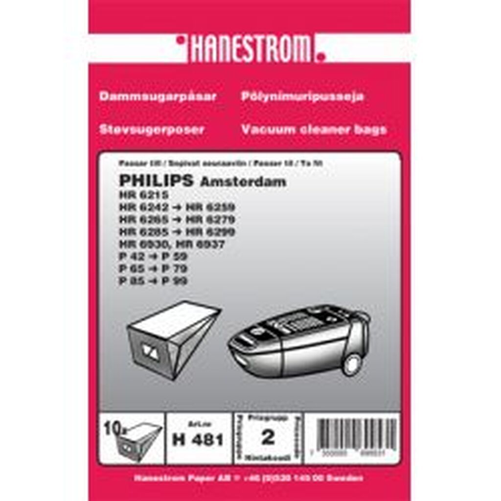 Hanestroem Dammsugarpåsar Philips Amsterdam