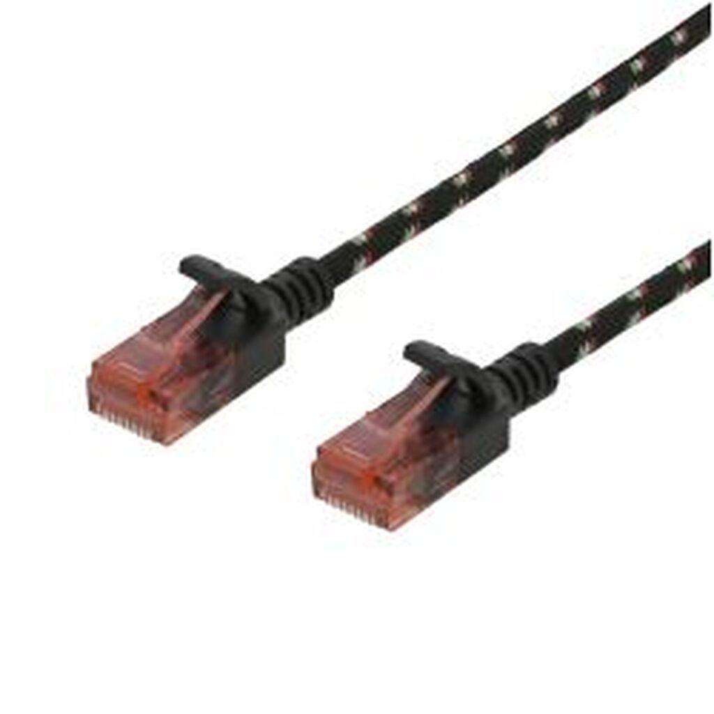 Deltaco Tough Slim Cat.6a U/utp Patch Cable, 28awg, 3.8mm, 1m, Black