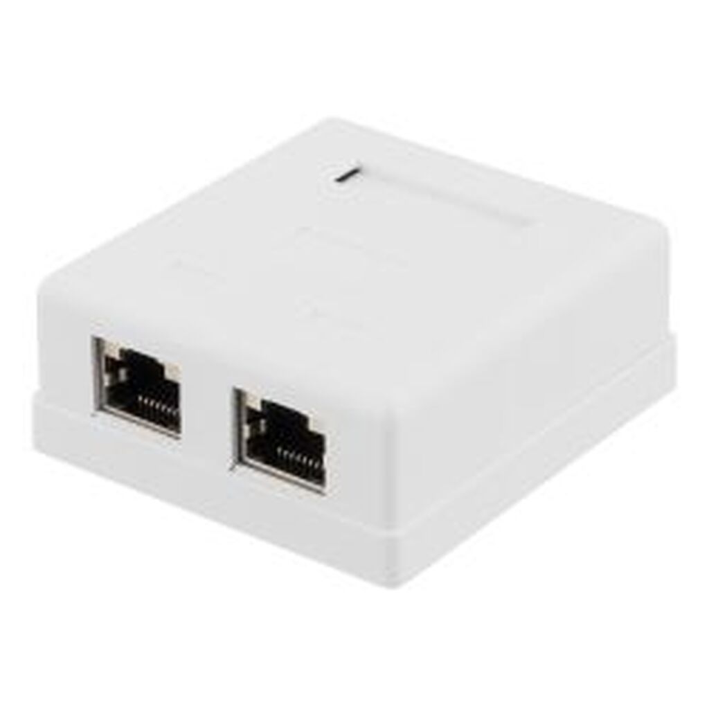 Deltaco Shielded Network Socket, Surface Utp 2xrj45, Cat6, White - Tilbehør til computer