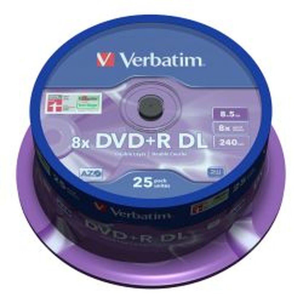 Verbatim Dvd+r Dl, 8x, 8.56gb/240min, 35-pack Spindel, Matt Silver