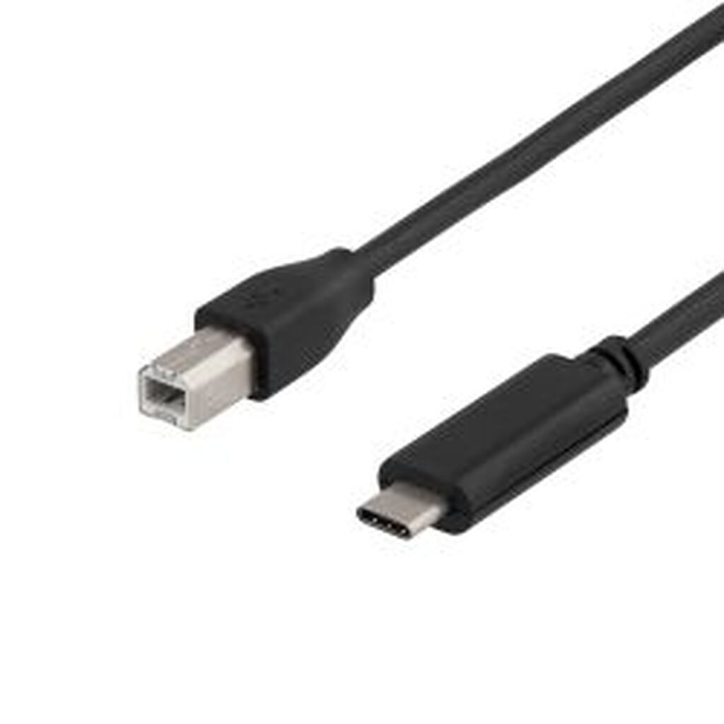 Deltaco Usb 2.0 Cable, Type C M, Type B M, 1m, Black - Ledning