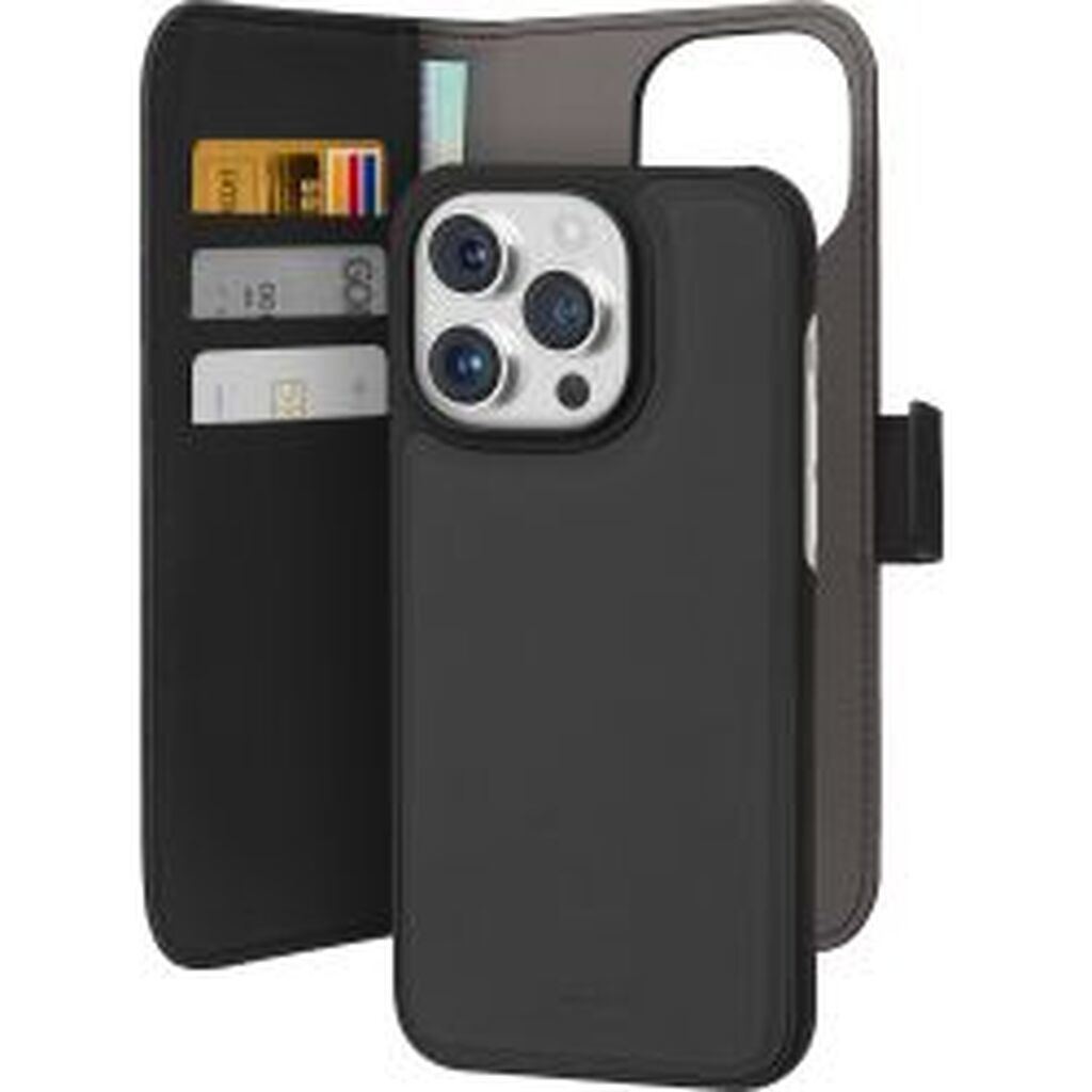 Puro Iphone 15 Pro Eco-leather Detachable Wallet Case, Black