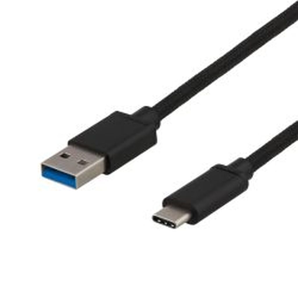 Deltaco Usb 3.1 Gen1 Braided Usba Usbc Cable 0.5m 60w 3a Black