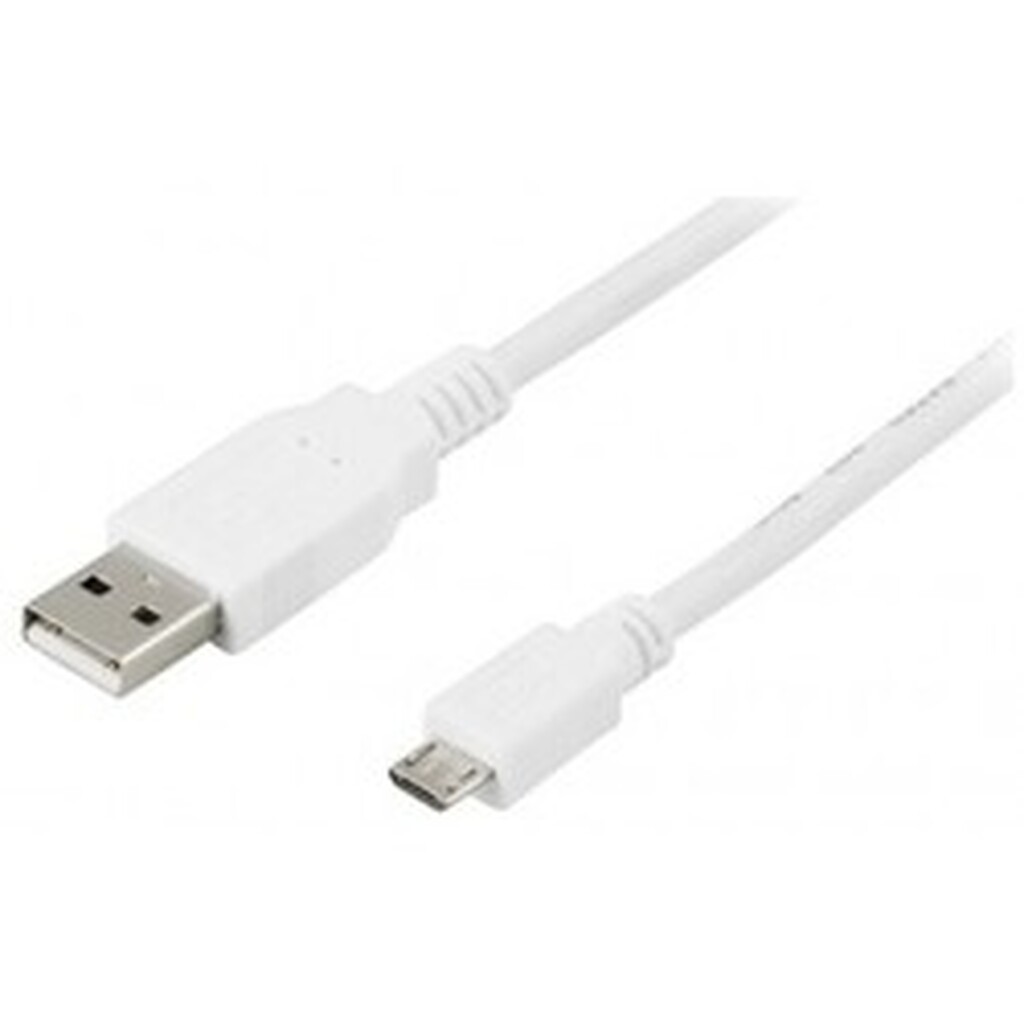 Deltaco Usb 2.0 Type A Male To Type B Micro 0,25m White - Ledning