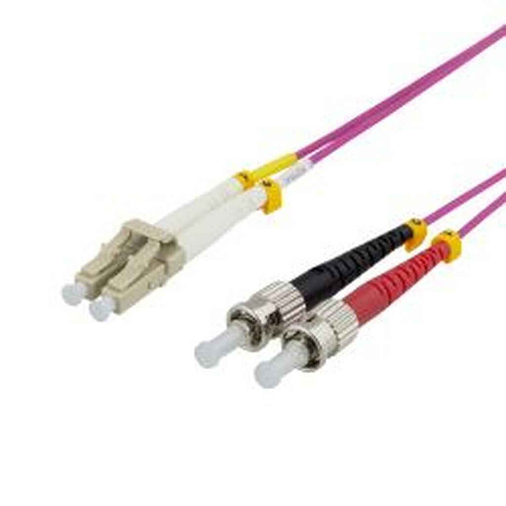 Deltaco Om4 Fiber Cable, Lc-st Duplex, 50/125, 5m, Pink