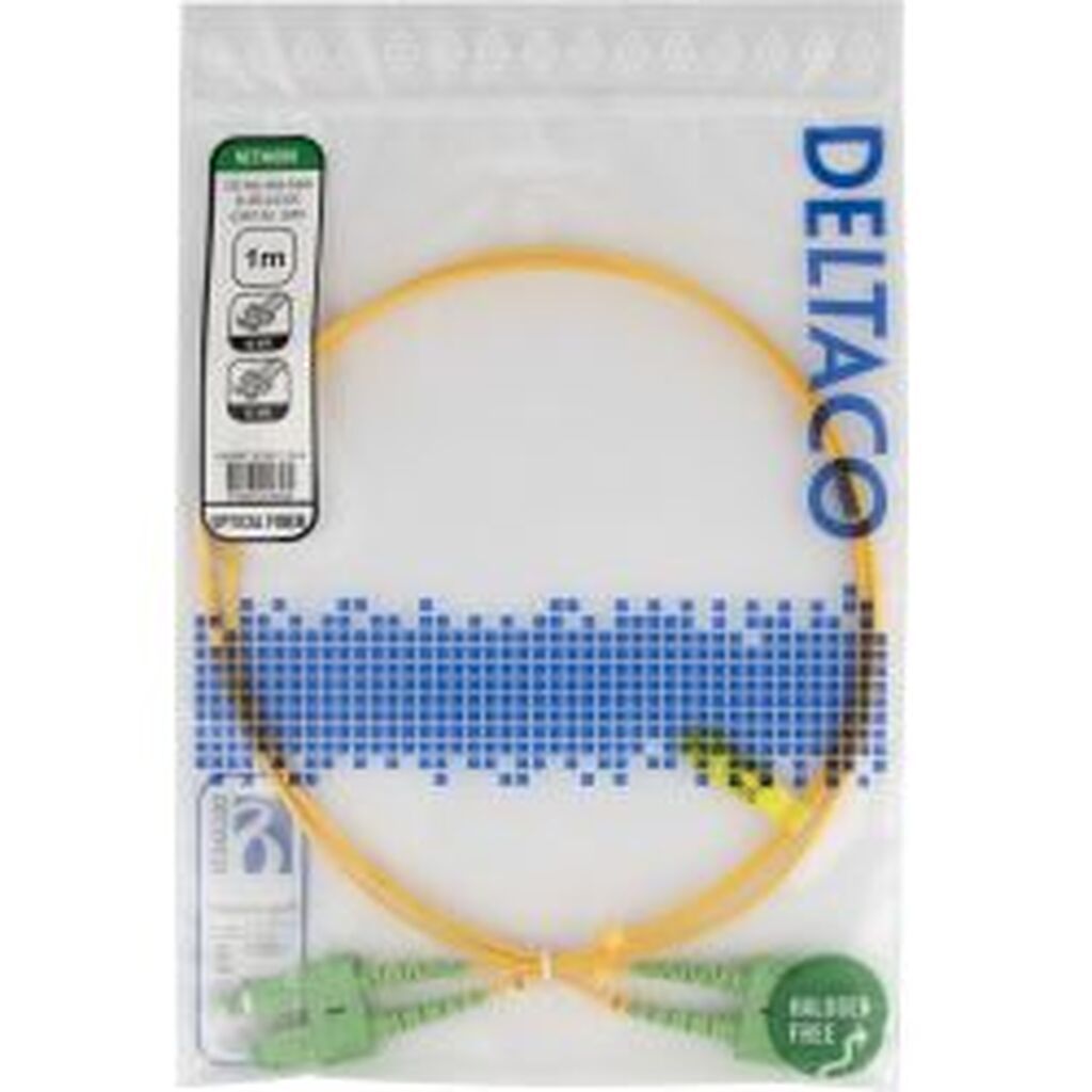 Deltaco Os2 Fiber Cable, Sc - Sc, Duplex, Apc/apc, 1,0m