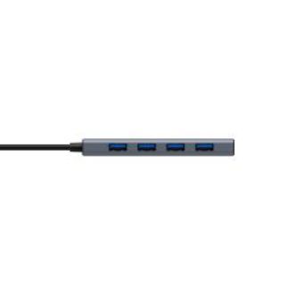 Deltaco Usb-a Hub, 4x Usb-a Female, 5 Gbps, Aluminum, Grey