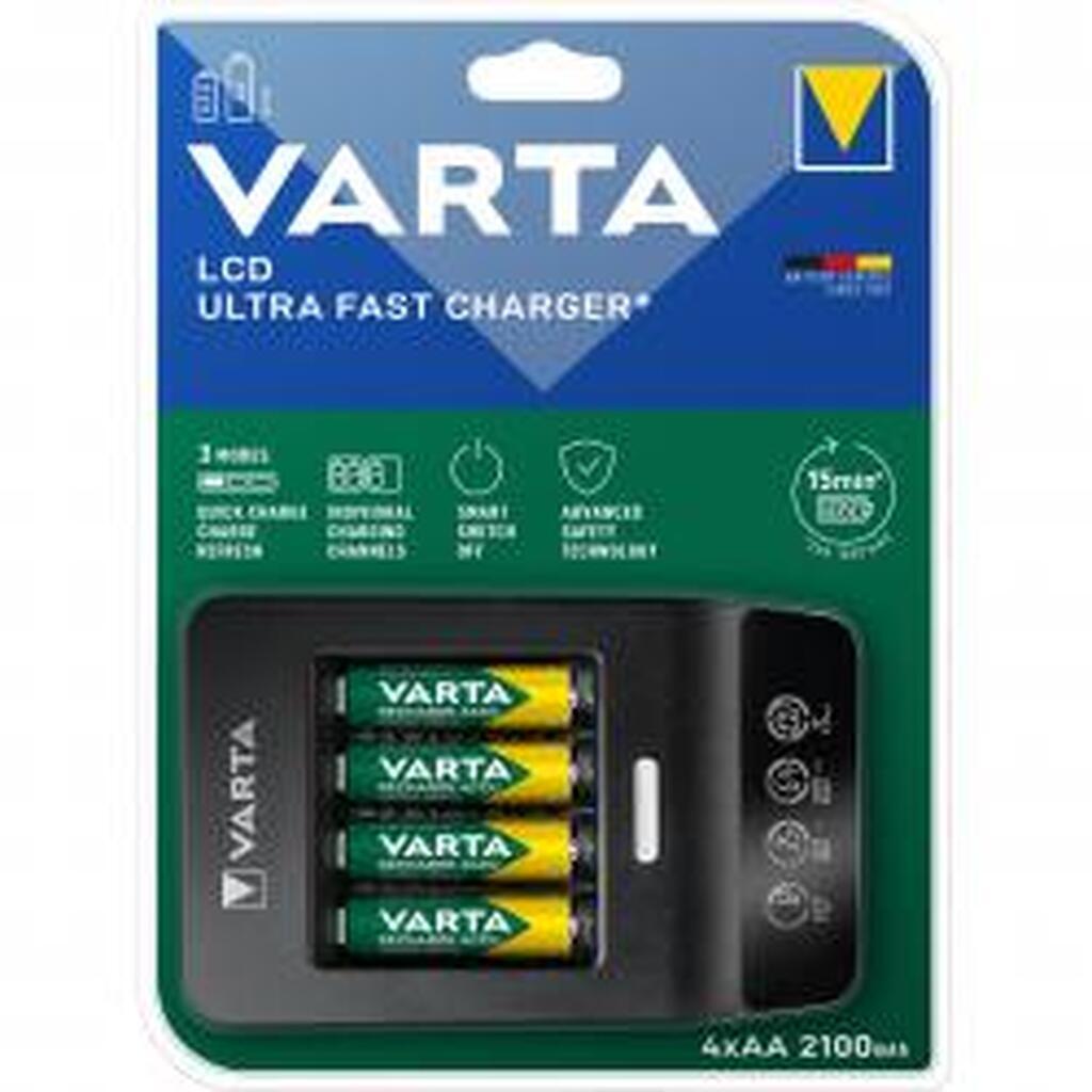 Varta Lcd Ultra Fast Charger+ 4xaa 56706 2100mah, 12v