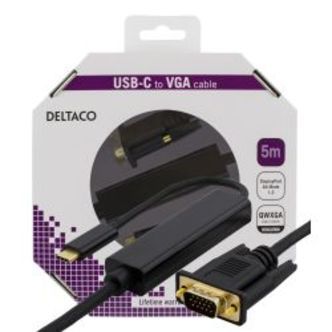Deltaco Usbc Vga Qwxga 2048x1152 60hz 5m Dp 1.2 Alt Mode Black