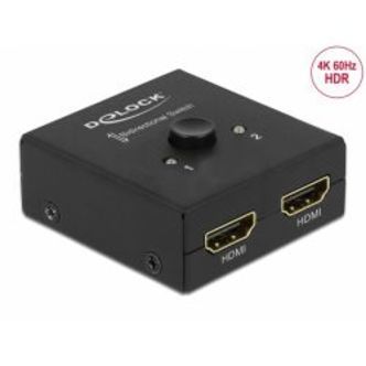 Delock Hdmi 2 - 1 Switch Bidirectional 4k 60 Hz Compact, Black